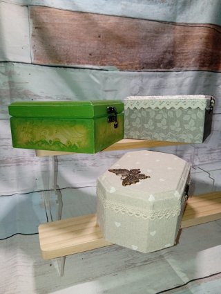 Cajas Decoradas Artesanales (Madera,Tela y Serigra