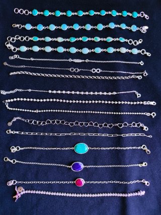 Lote 16 Pulseras Plata y Piedras