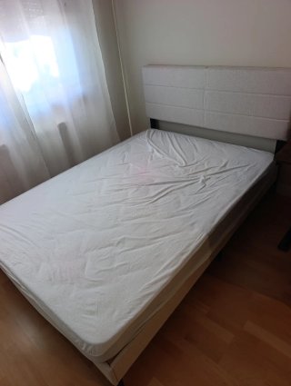 Cama Piper 140x200cm Beige/Crema con Cabecero