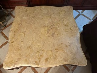 Mesa de centro mármol rosa y madera