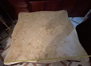 Mesa de centro mármol rosa y madera