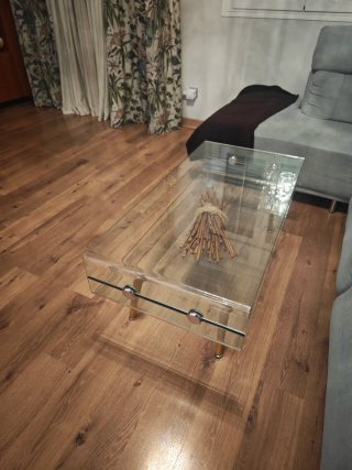 Mesa centro cristal y metal 110x60