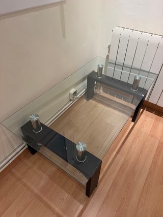 Mesa de centro cristal y madera