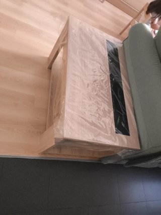 Mesa de centro elevable madera y cristal