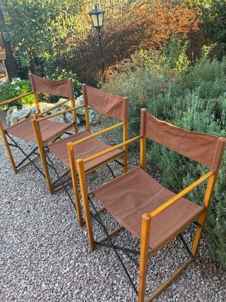 Sillas Plegables Madera y Lona Marrón