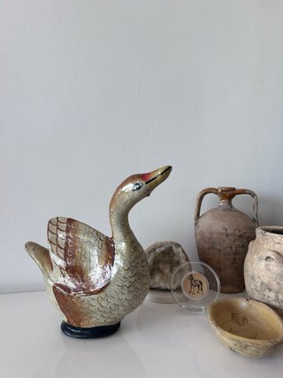 Figura antigua de pato francesa hecha a mano