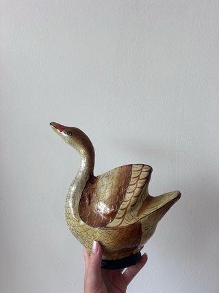Figura antigua de pato francesa hecha a mano