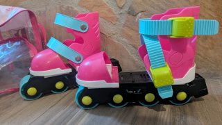 Conjunto de patines, protecciones y mochila