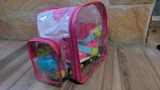 Conjunto de patines, protecciones y mochila