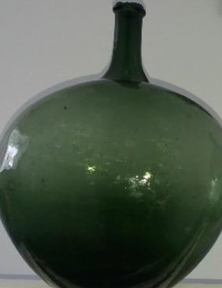 Antigua Damajuana Vidrio Soplado Verde