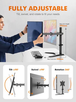Soporte articulado para 2 monitores de 13 a 32''