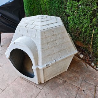 Caseta para perro grande beige/gris