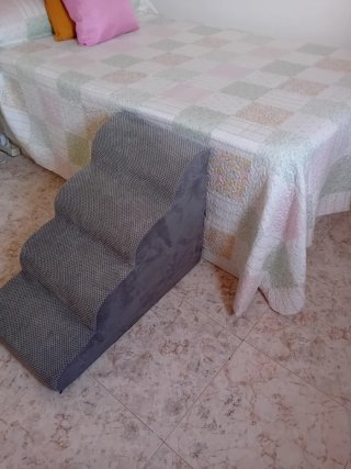 Escalera perro 4 peldaños gris