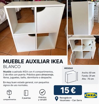 Mueble Auxiliar IKEA Blanco con Puertas