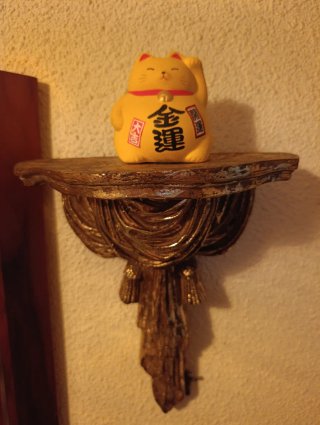 Pedestal decorativo madera dorado