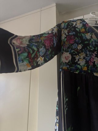 Abito Max Mara in seta taglia S con fiori blu navy