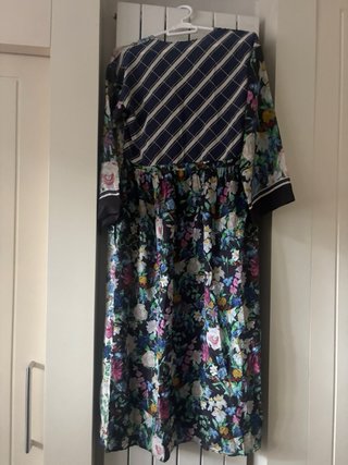 Abito Max Mara in seta taglia S con fiori blu navy