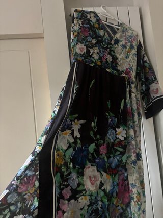 Abito Max Mara in seta taglia S con fiori blu navy