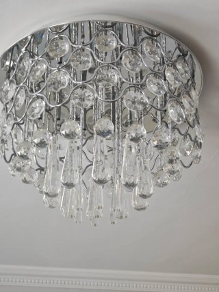 Lámpara de techo cristal y plata