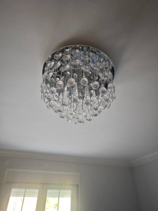 Lámpara de techo cristal y plata