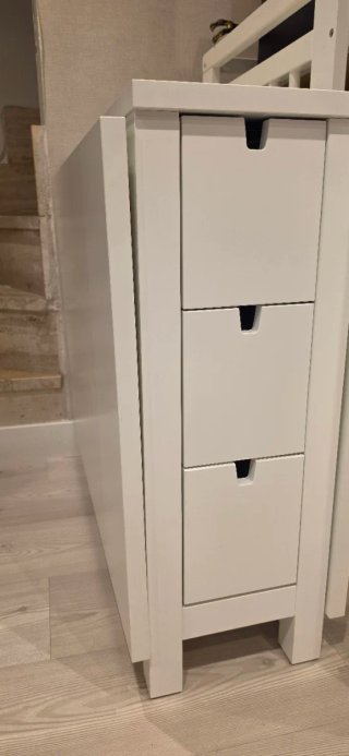 Mesa Ikea con alas plegable con cajones blanca