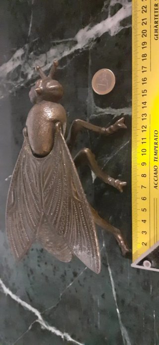 Gran mosca antigua de latón. Figura joyero.