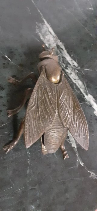 Gran mosca antigua de latón. Figura joyero.