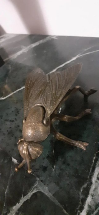 Gran mosca antigua de latón. Figura joyero.