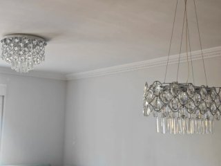 Lámpara de cristal y plata para salón