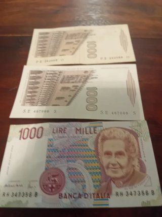 Set 3 Banconote Lire Italiane 1000