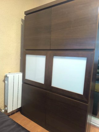 Armario de salón madera y cristal