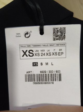 Chaleco Zara manga corta negro Talla XS