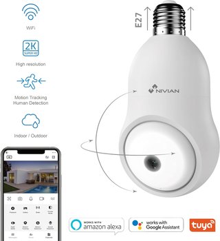 NIVIAN CÁMARA VIGILANCIA BOMBILLA WIFI 2K 360°
