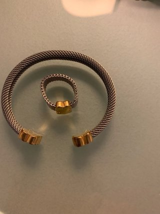 Pulsera y Anillo Tous Osos de Oro y malla de acero
