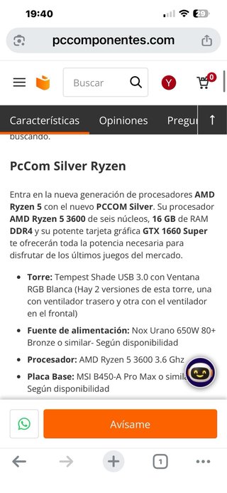 PC Gaming PcCom Silver Ryzen 5 3600 GTX 1660 S