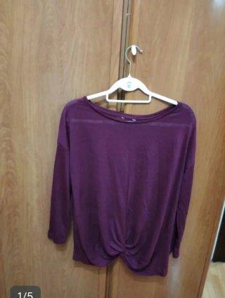 Camiseta manga 3/4 burdeos, talla L