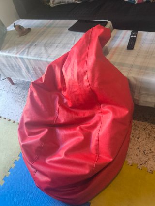 Lote 3 puffs: 1 grande rojo, 2 pequeños rosa