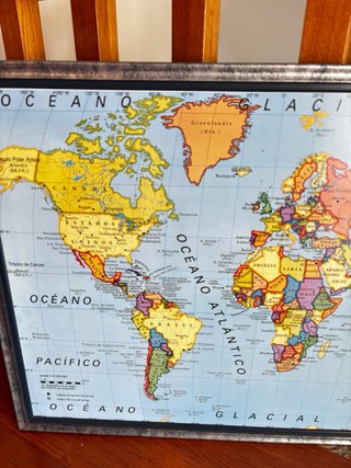 Cuadro Mapa del Mundo Marco Plateado