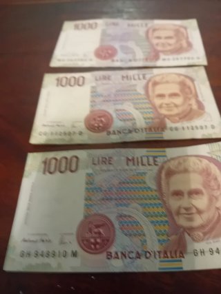 Set 3 Banconote Lire Italiane 1000