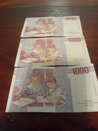 Set 3 Banconote Lire Italiane 1000