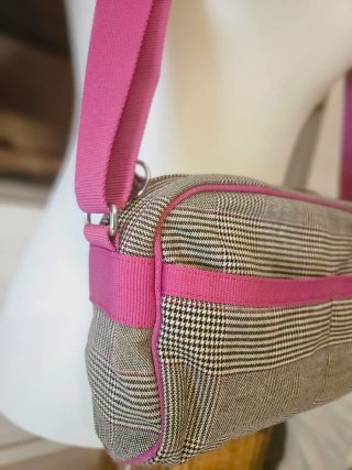 Borsa a tracolla Lacoste fantasia plaid rosa