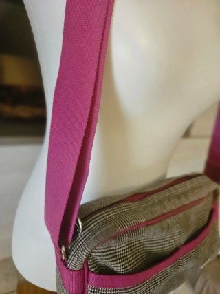 Borsa a tracolla Lacoste fantasia plaid rosa
