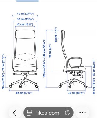 Silla de oficina o estudio negra con ruedas Ikea