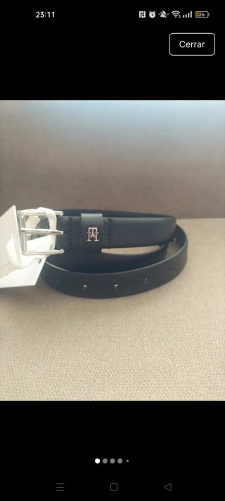 Cinturón Tommy Hilfiger mujer 90 cm negro de piel