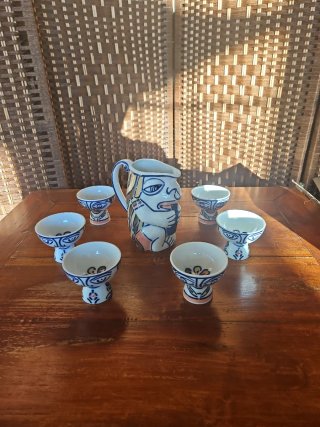 Juego vino porcelana sargadelos jarra vicios