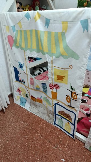 Cama Montessori Blanca con Cortinas