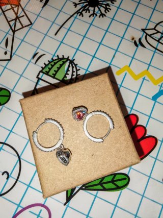 Pendientes Pandora Corazón Rosa y Plata