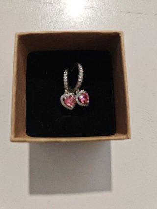 Pendientes Pandora Corazón Rosa y Plata