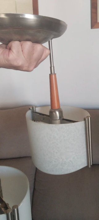 Lámpara de salón aluminio y madera