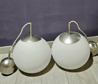Lámparas colgantes esféricas plateadas